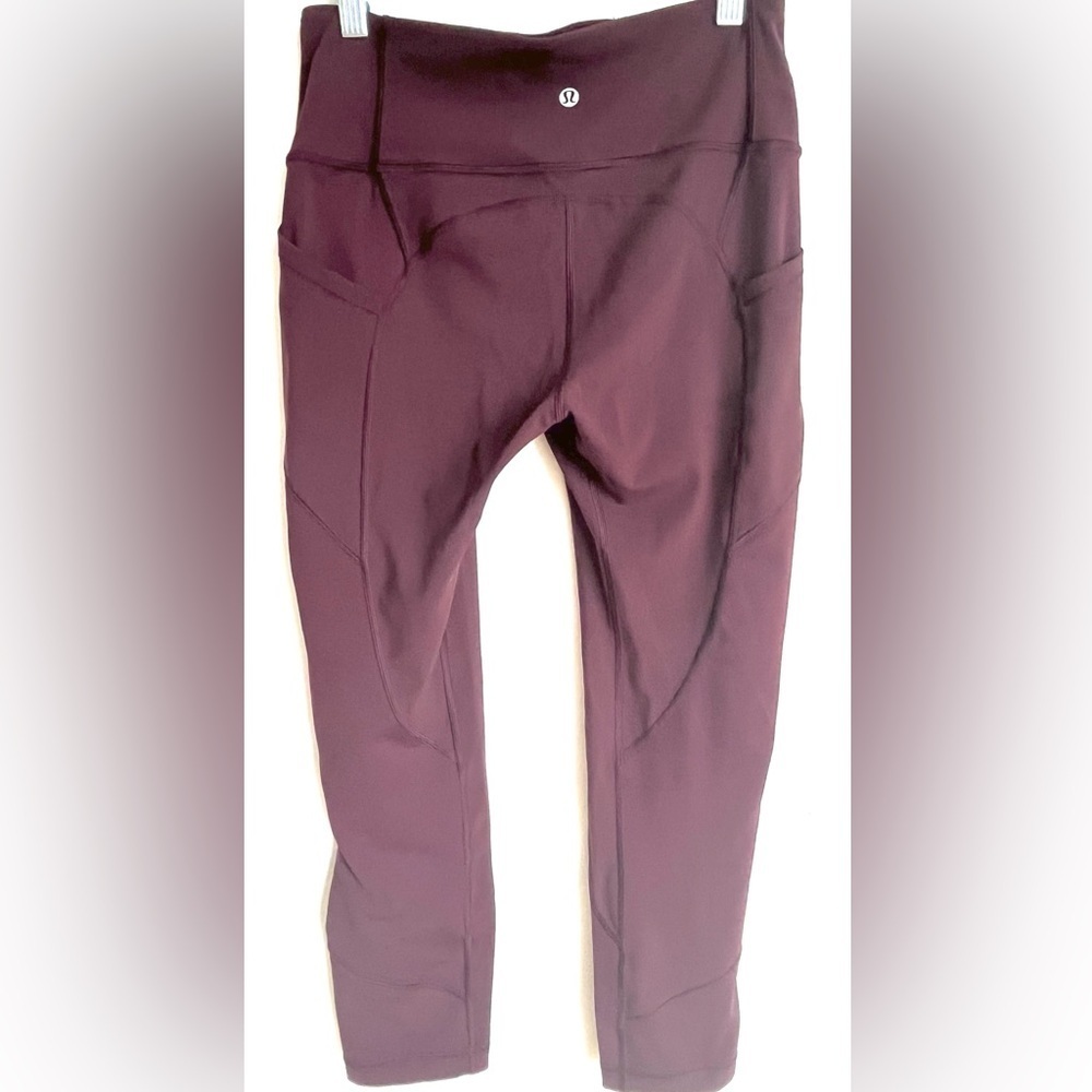Lululemon Purple Burgundy Cropped Side Pockets Luxtreme Leggings Womens 6 - Picture 3 of 9
